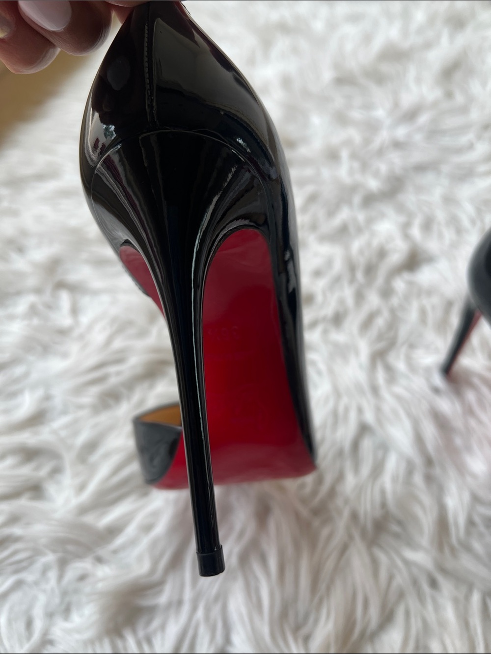 Christian Louboutin Black Patent Leather Pointed Stiletto Pumps with Red Sole - Picture 10 of 12